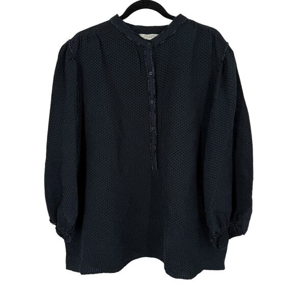 Max Studio three quarter sleeve pullover button blouse top dark blue size 2X - Picture 1 of 6